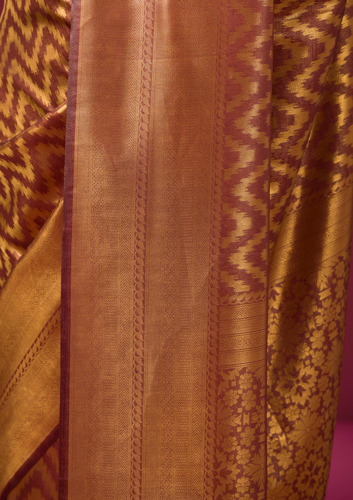 Copper Zariwork Soft Silk Saree-Koskii