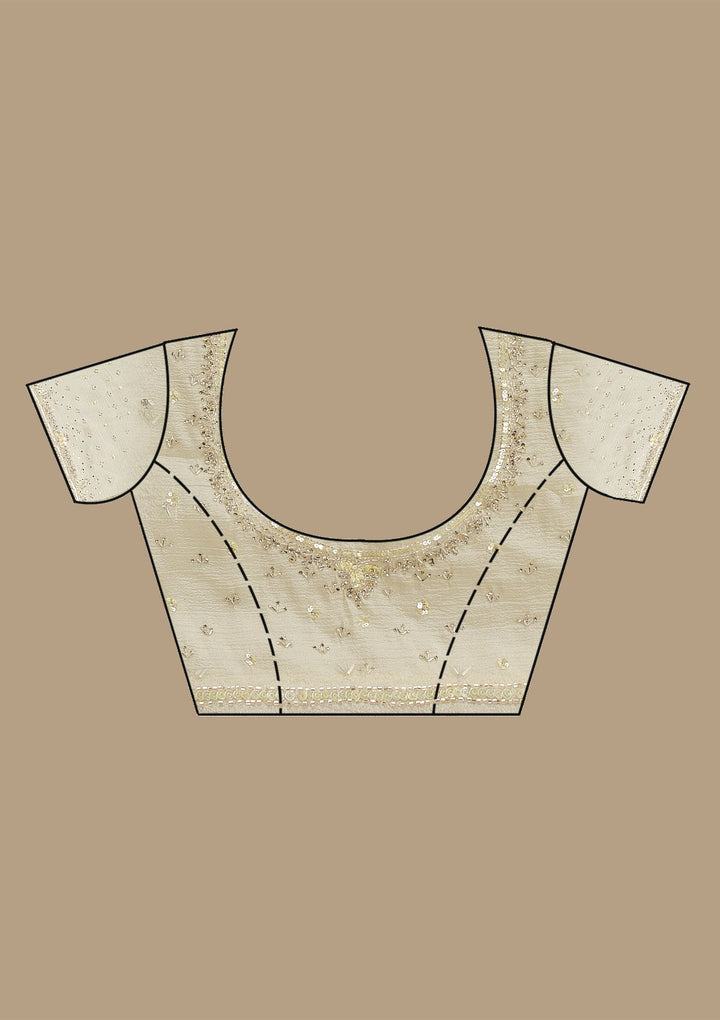 Cream Cutdana Georgette Saree-Koskii