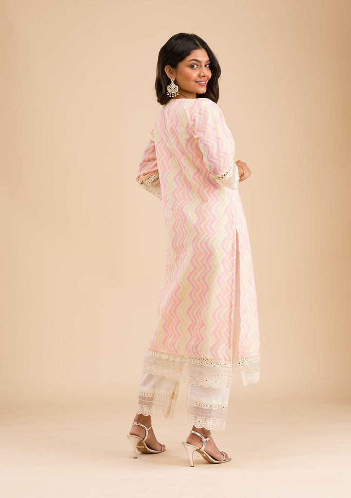 Peach Cutwork Cotton Readymade Salwar Kameez-Koskii