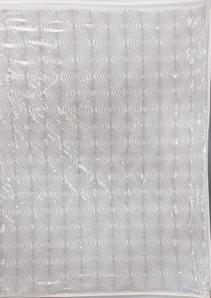 Cream Sequins Georgette Saree-Koskii