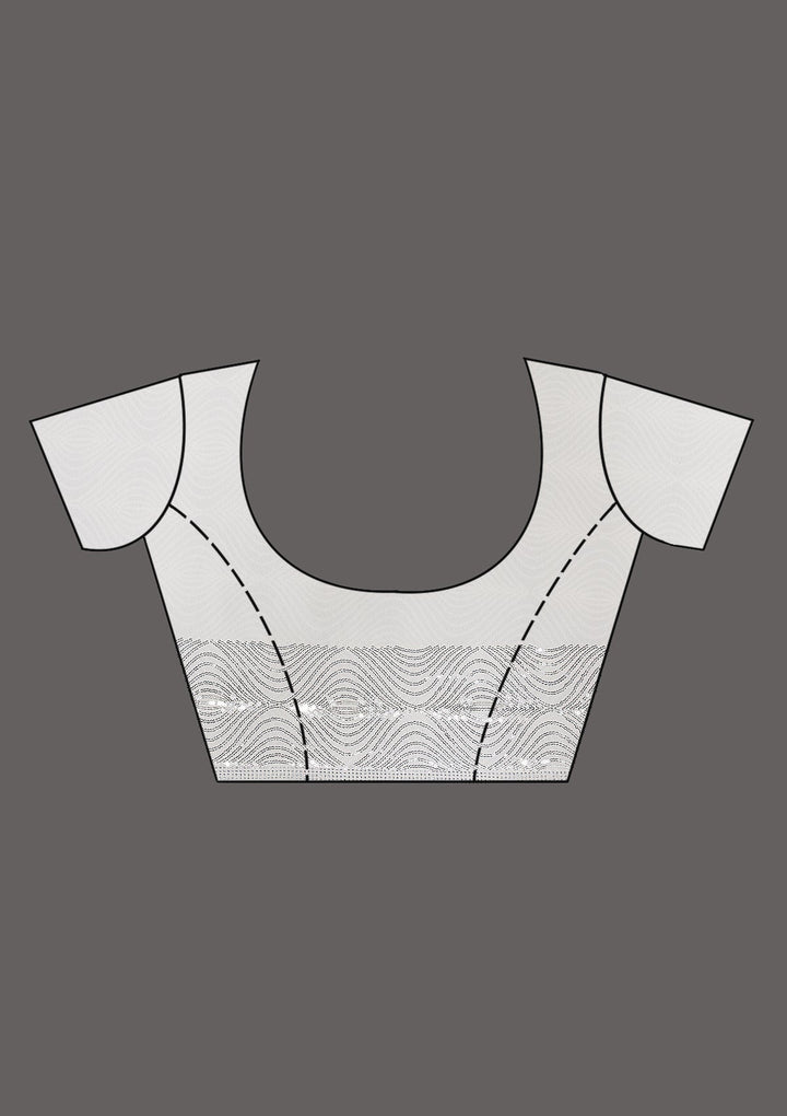 Cream Sequins Georgette Saree-Koskii