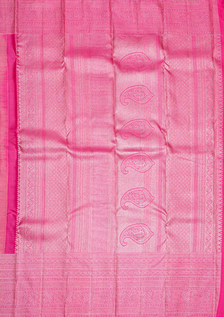Cream Silver Zariwork Pure Silk Saree-Koskii