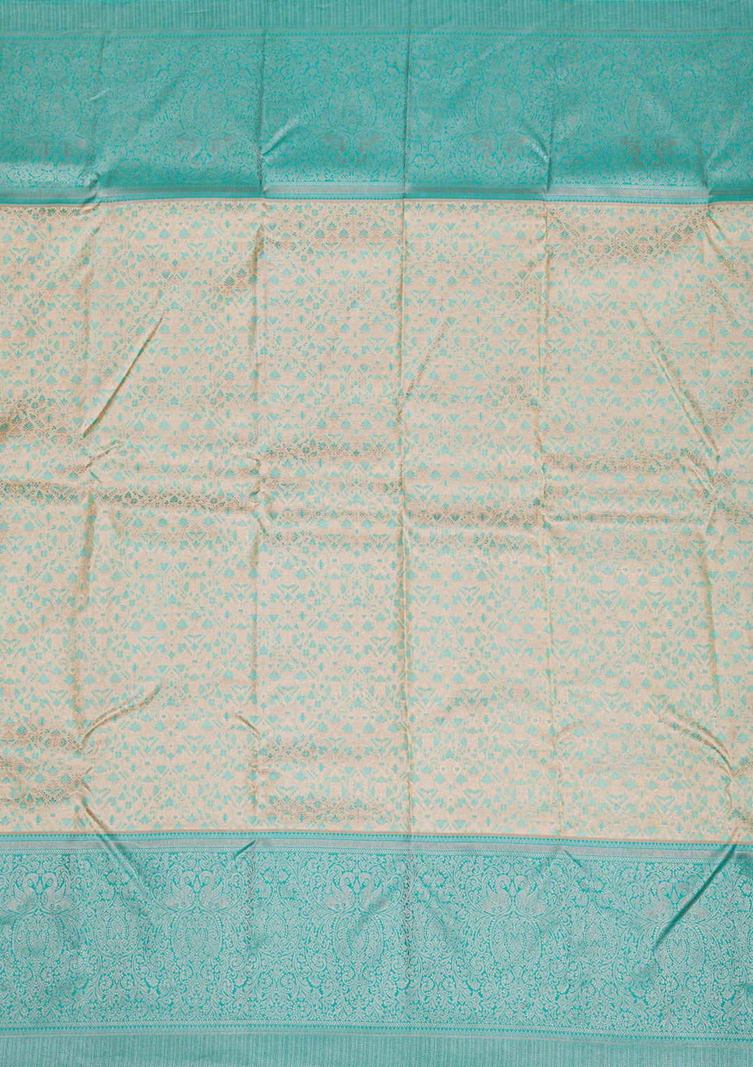 Cream Silver Zariwork Pure Silk Saree-Koskii
