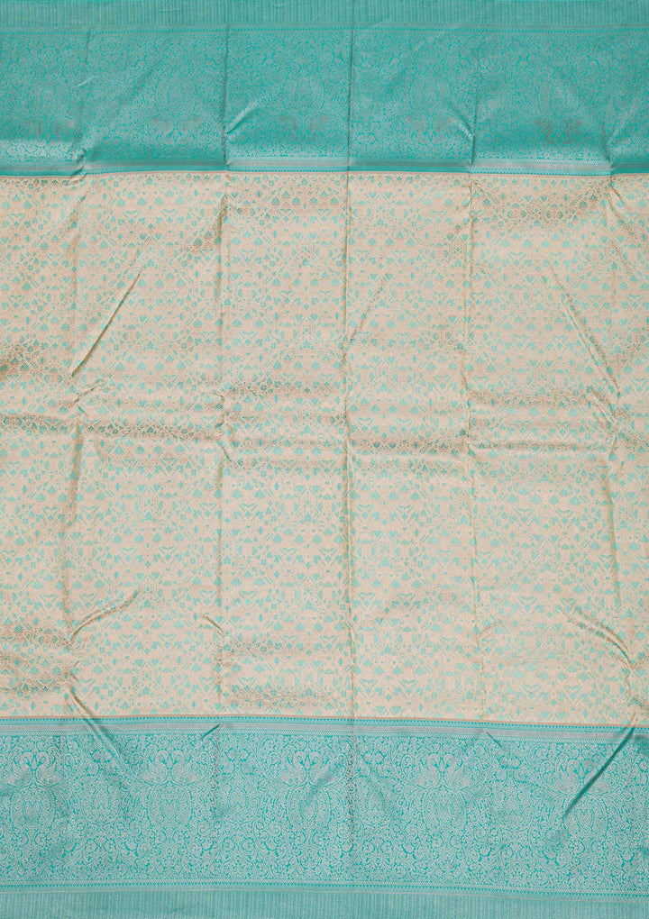 Cream Silver Zariwork Pure Silk Saree-Koskii