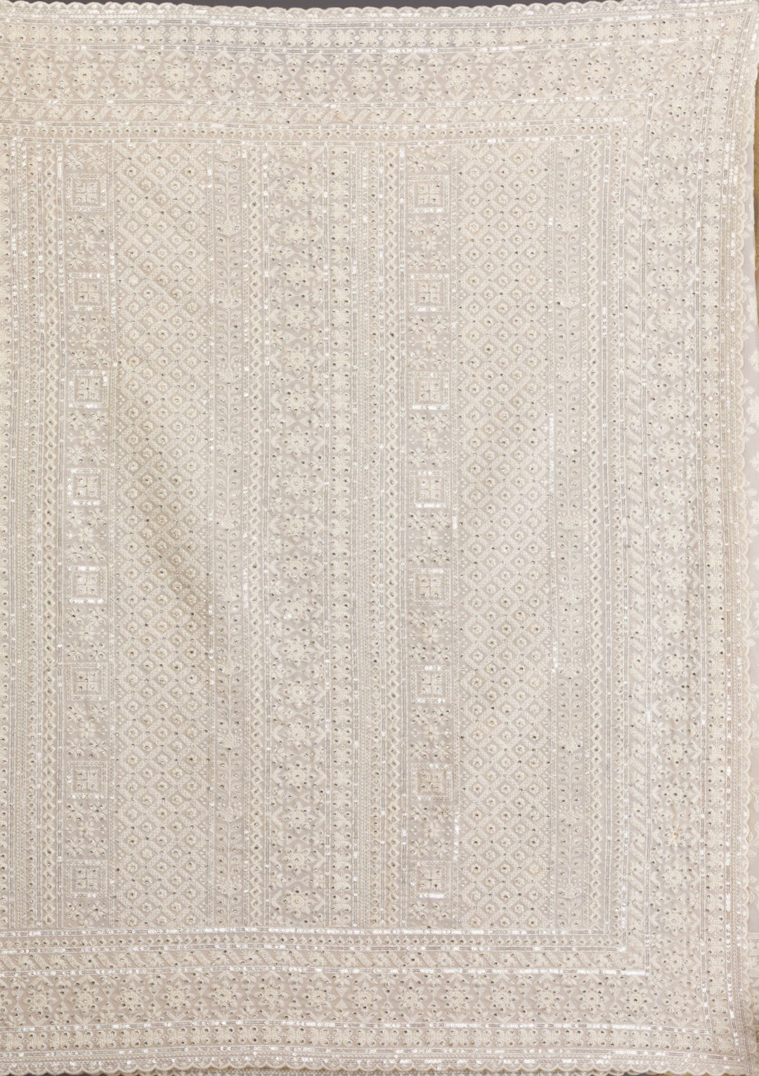 Cream Threadwork Georgette Saree-Koskii