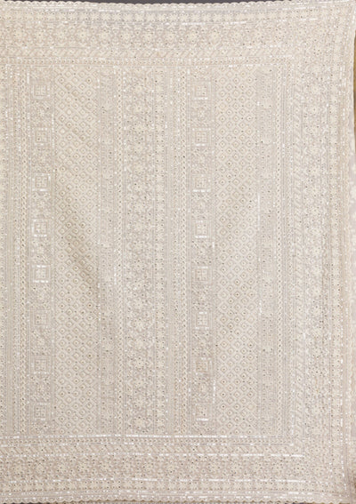 Cream Threadwork Georgette Saree-Koskii