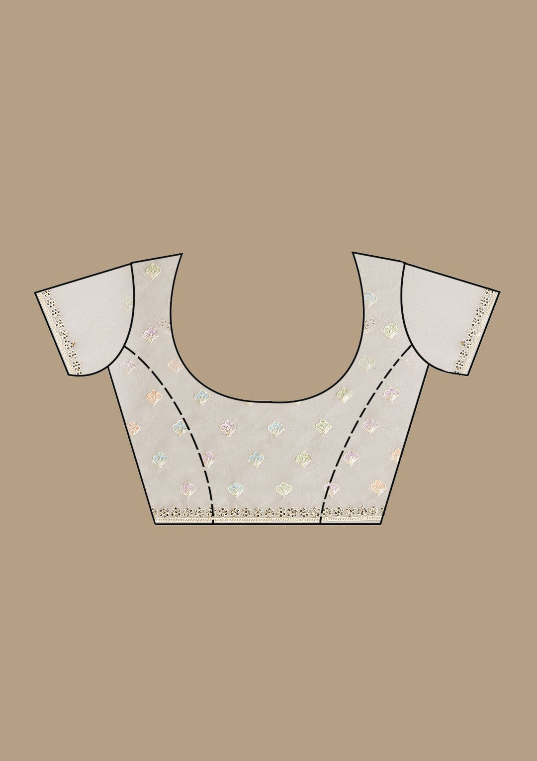 Cream Threadwork Georgette Saree-Koskii