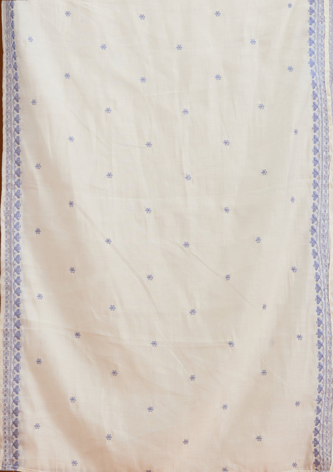 Cream Threadwork Semi Crepe Readymade Salwar Suit-Koskii