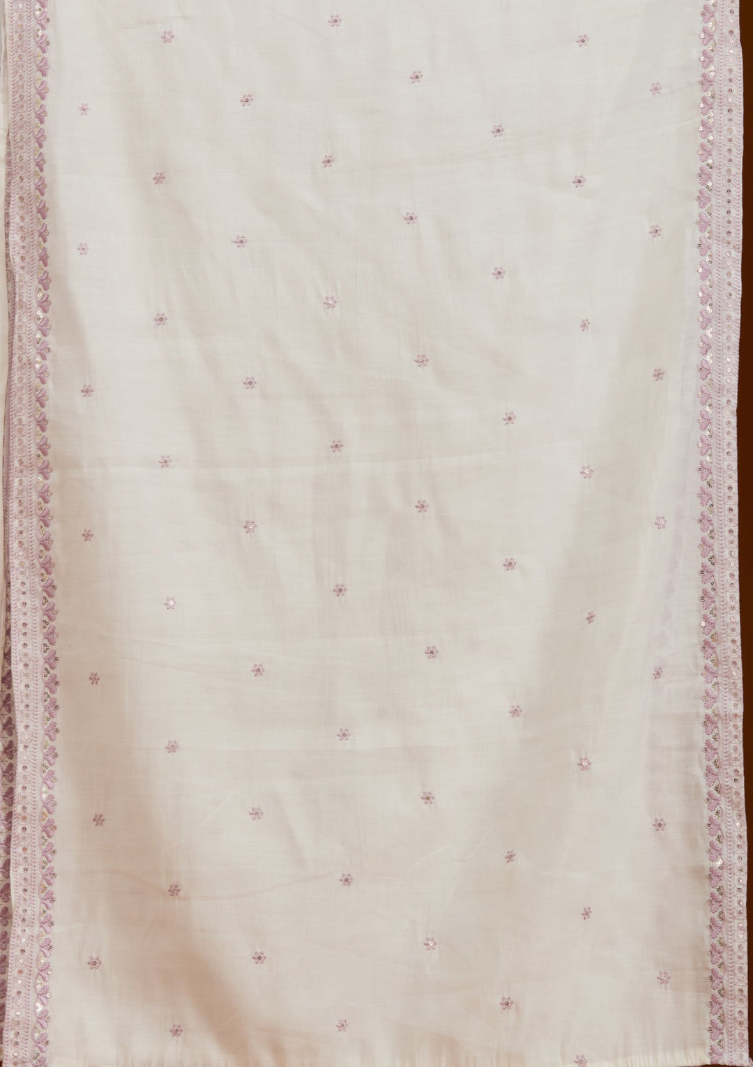 Cream Threadwork Semi Crepe Readymade Salwar Suit-Koskii