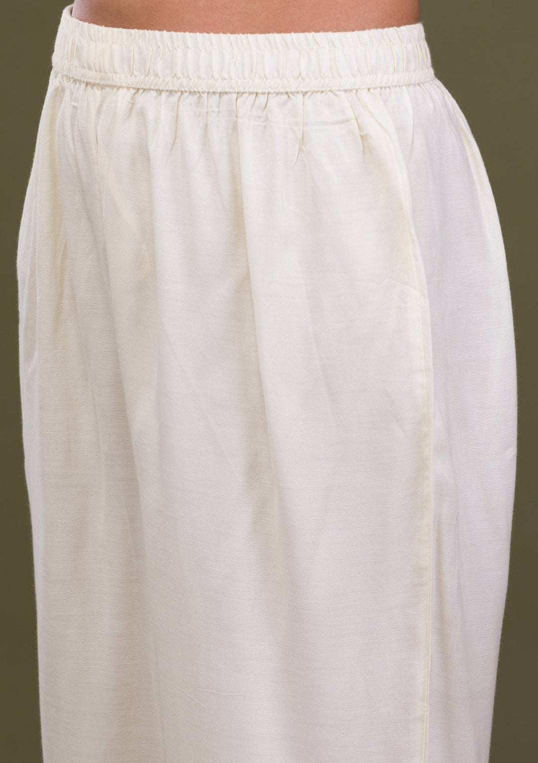 Cream Zariwork Soft Silk Readymade Sharara Kameez