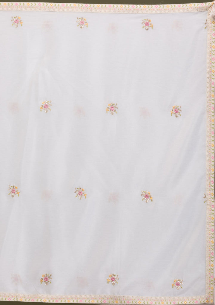 Cream Zariwork Soft Silk Readymade Sharara Kameez