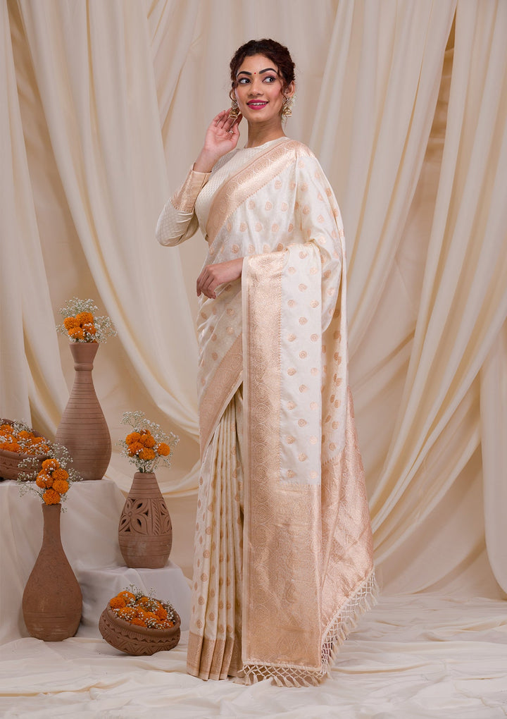 Peach Printed Semi Crepe Designer Saree-Koskii