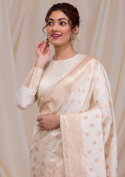 Peach Printed Semi Crepe Designer Saree-Koskii