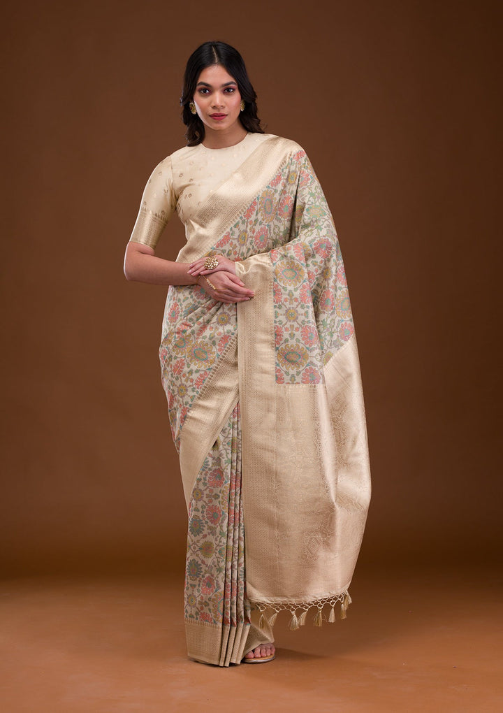 Peach Stonework Net Designer Saree-Koskii