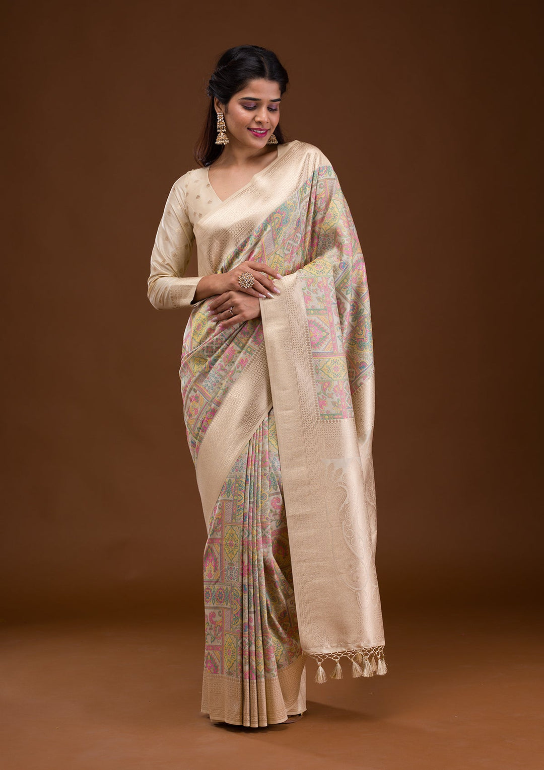 Sea Green Stonework Net Designer Saree-Koskii