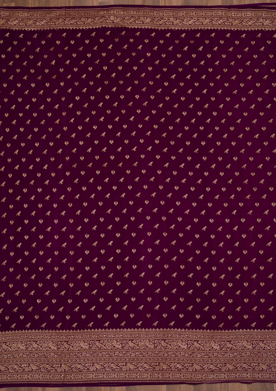 Cream Zariwork Banarasi Saree-Koskii