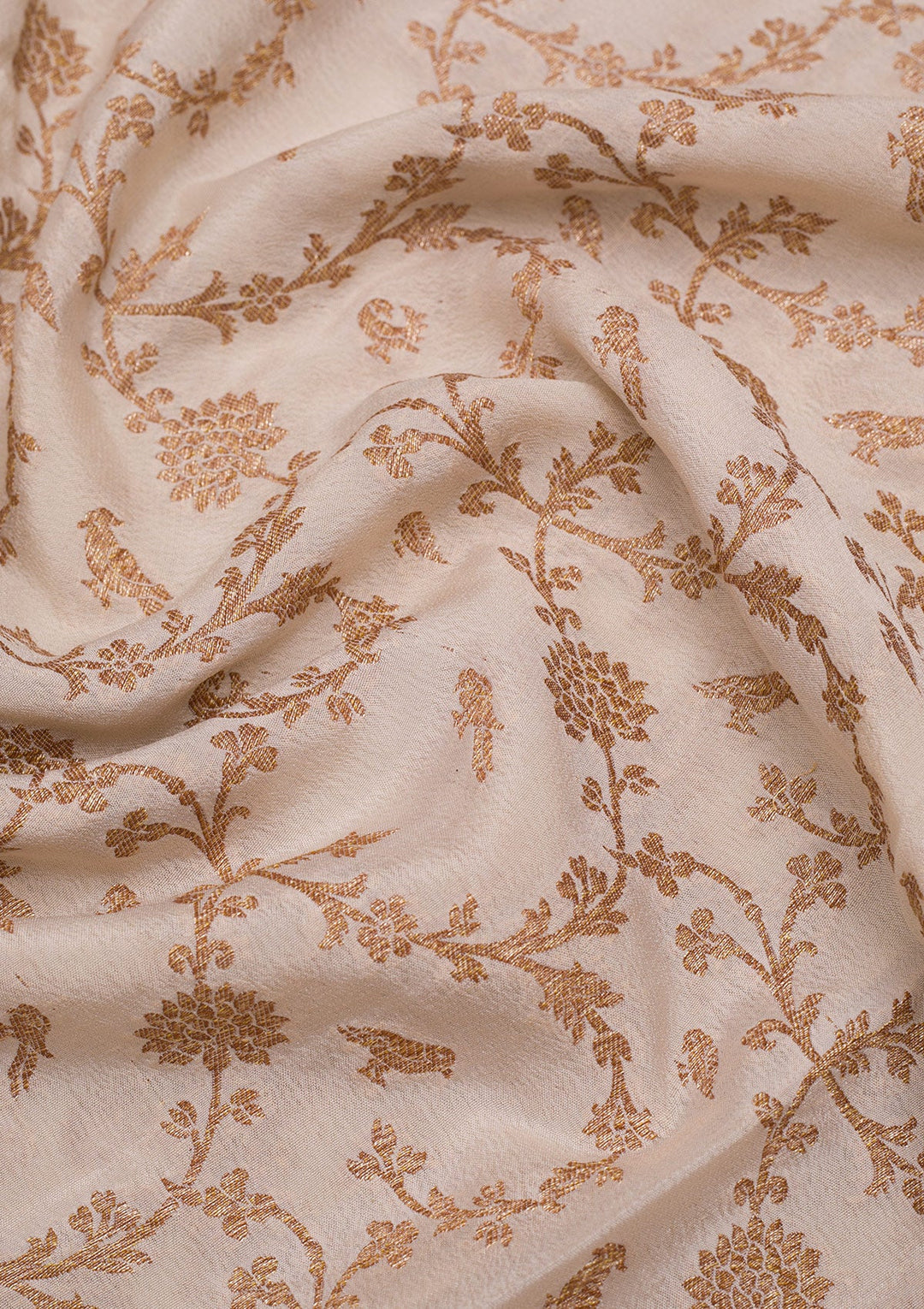 Cream Zariwork Banarasi Saree-Koskii