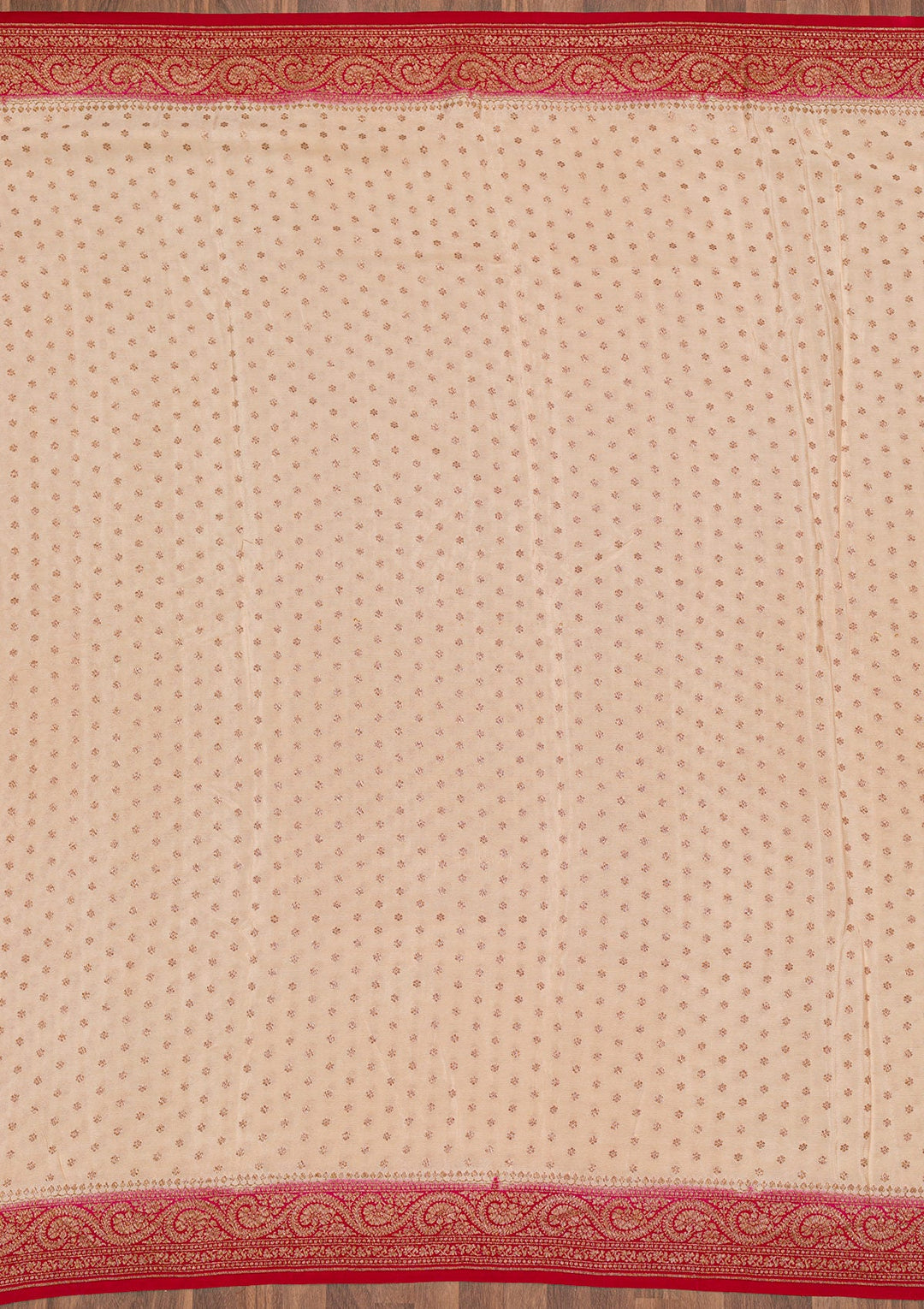 Cream Zariwork Banarasi Saree-Koskii