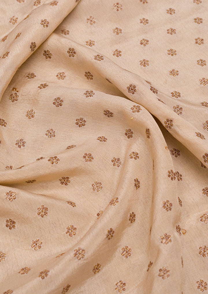 Cream Zariwork Banarasi Saree-Koskii