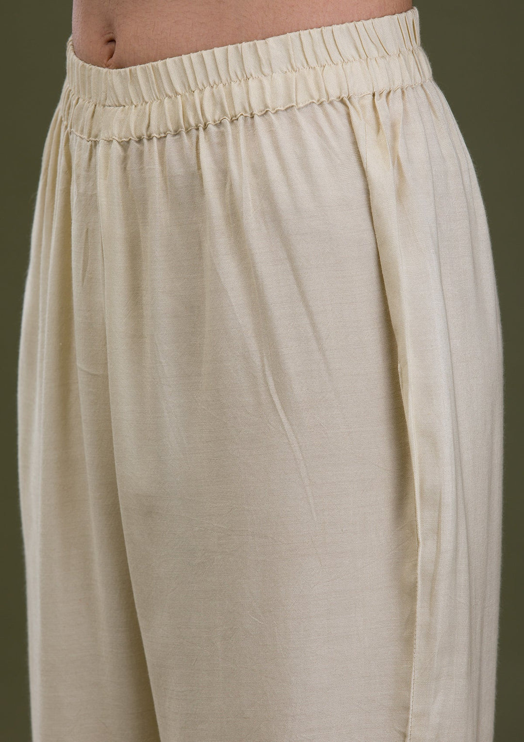 Cream Zariwork Crepe Readymade Salwar Suit-Koskii