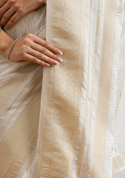 Cream Zariwork Georgette Saree-Koskii