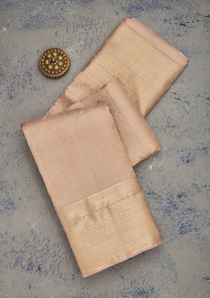 Cream Zariwork Pure Silk Saree-Koskii
