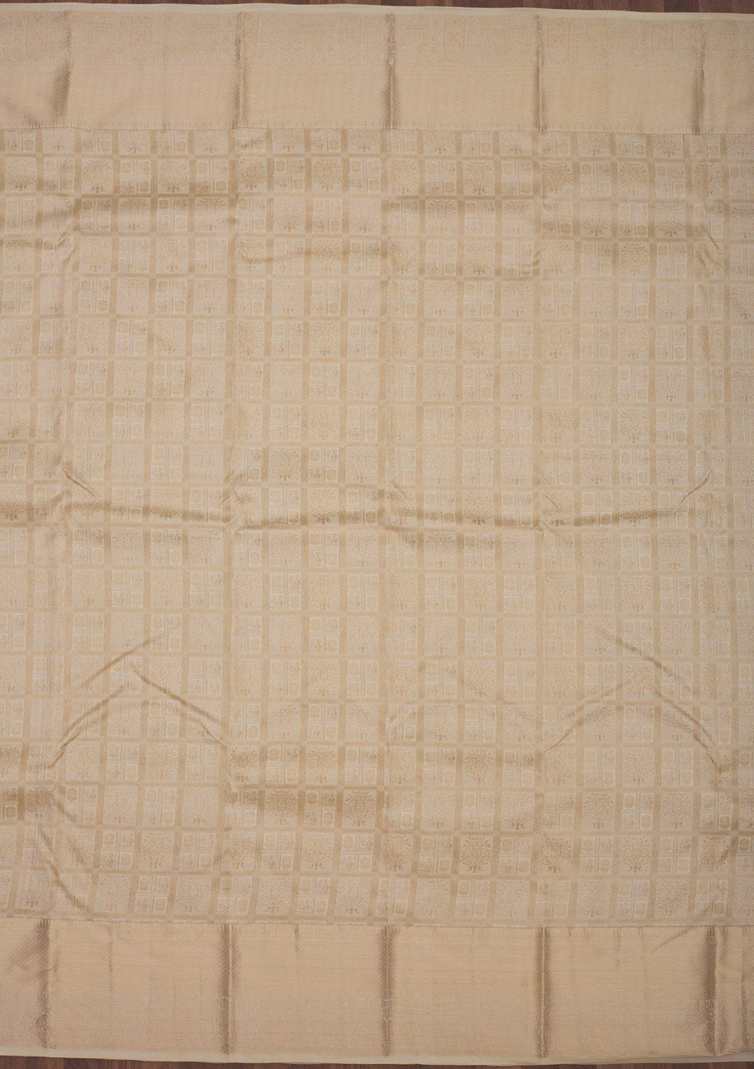 Cream Zariwork Pure Silk Saree-Koskii