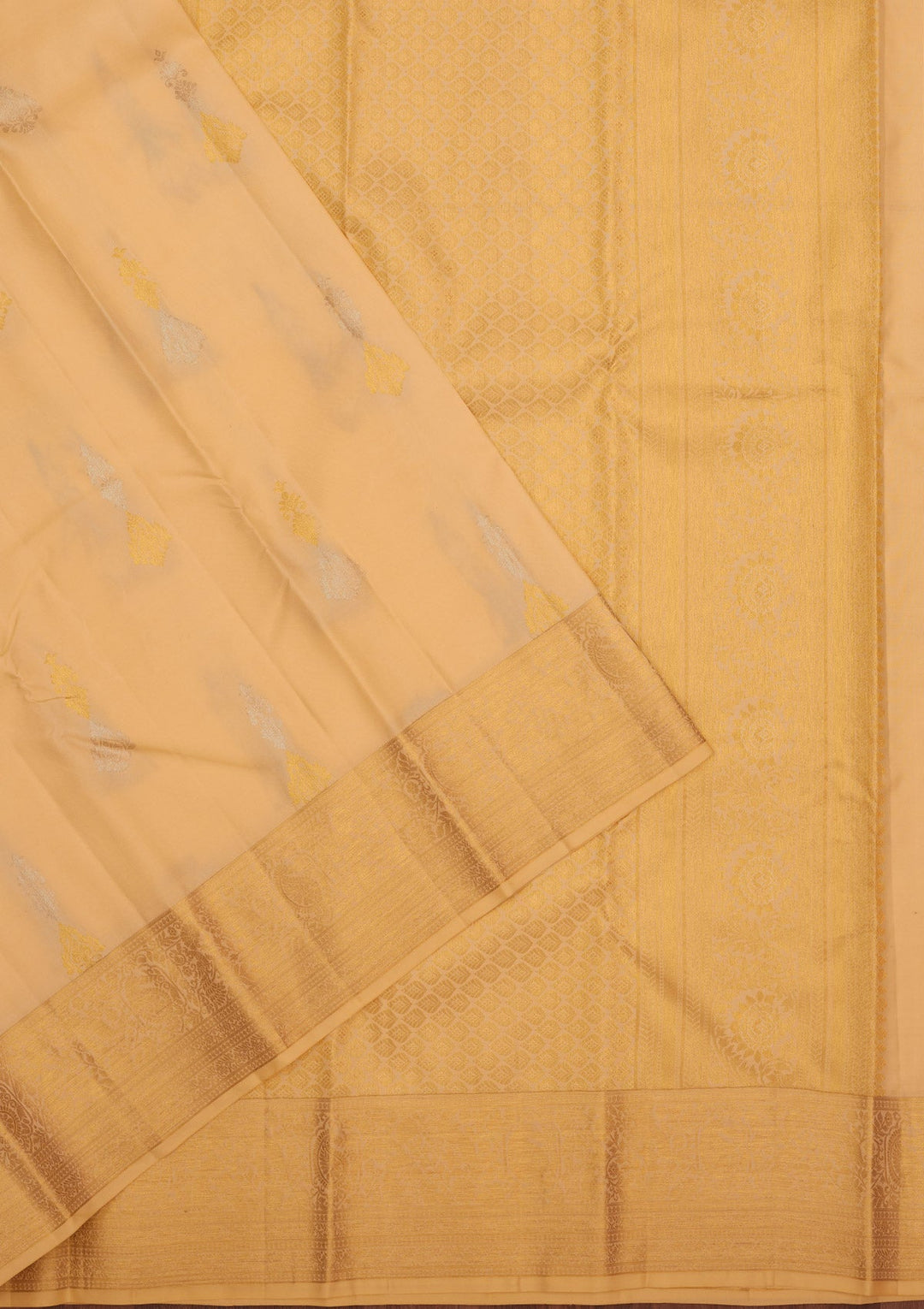 Cream Zariwork Pure Silk Saree-Koskii