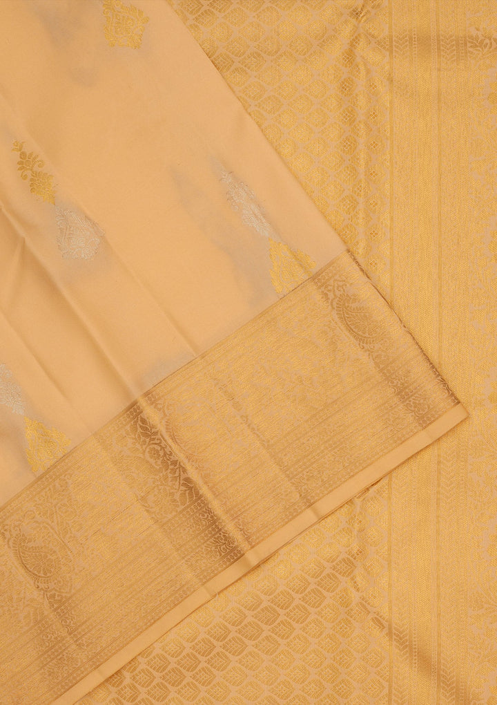 Cream Zariwork Pure Silk Saree-Koskii