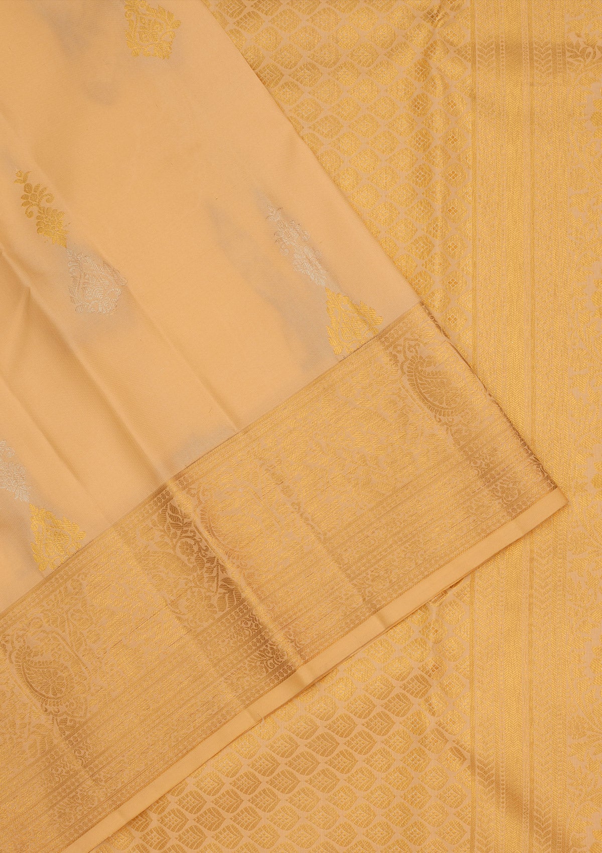 Cream Zariwork Pure Silk Saree-Koskii