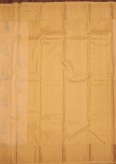 Cream Zariwork Pure Silk Saree-Koskii