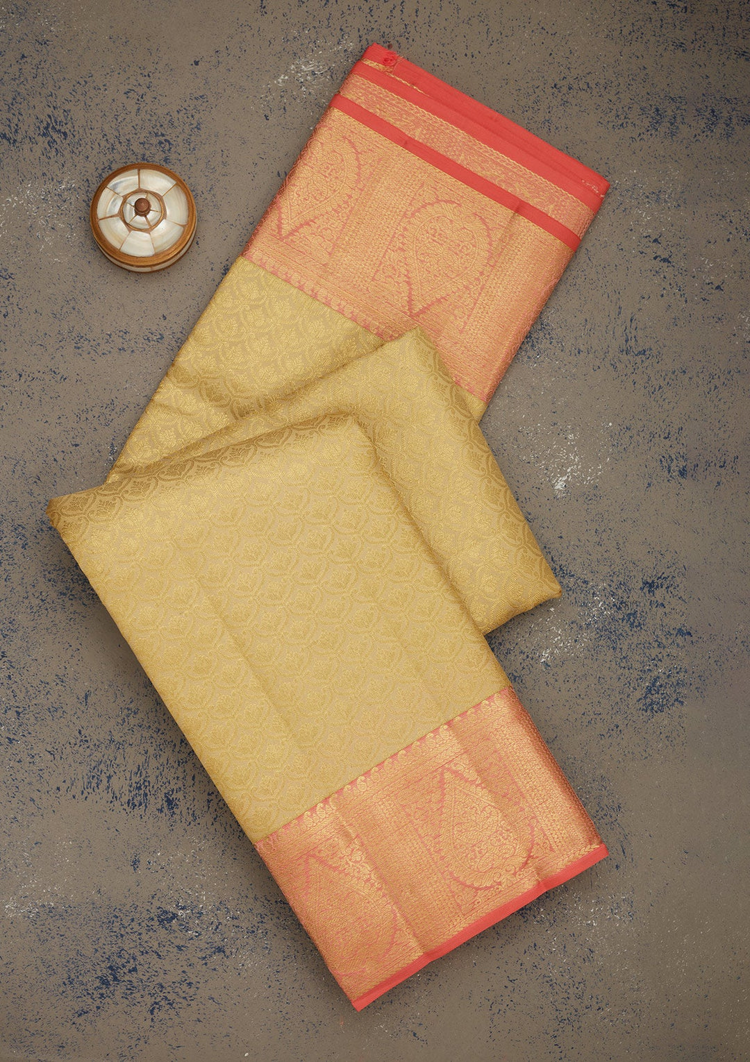 Cream Zariwork Pure Silk Saree-Koskii