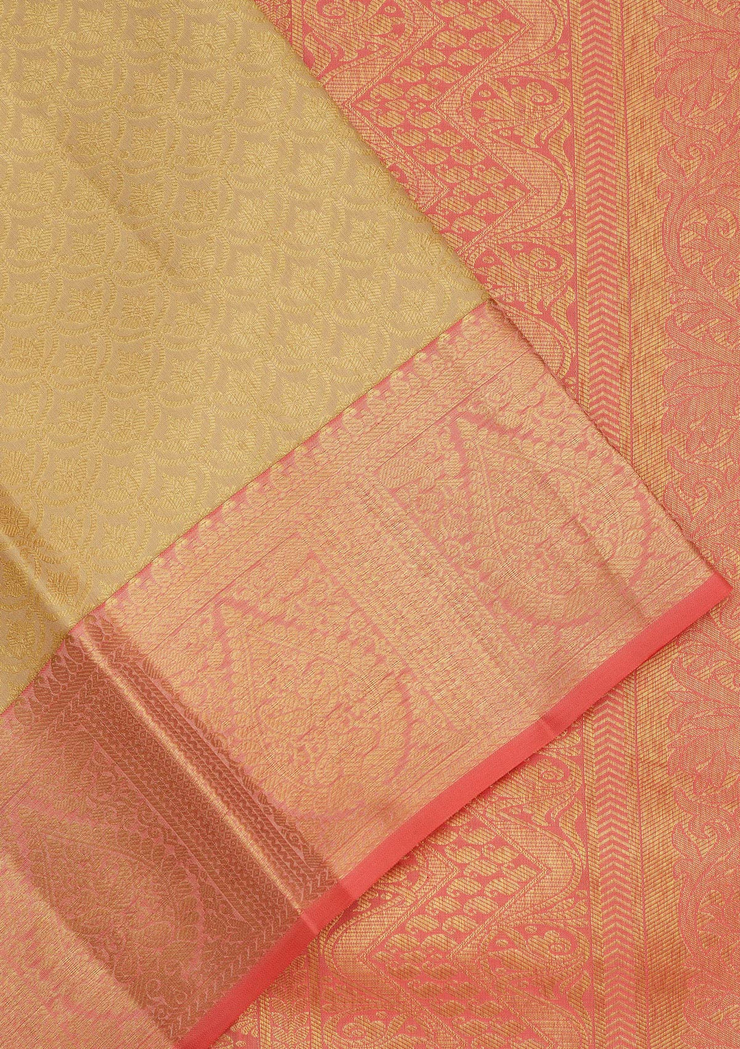 Cream Zariwork Pure Silk Saree-Koskii