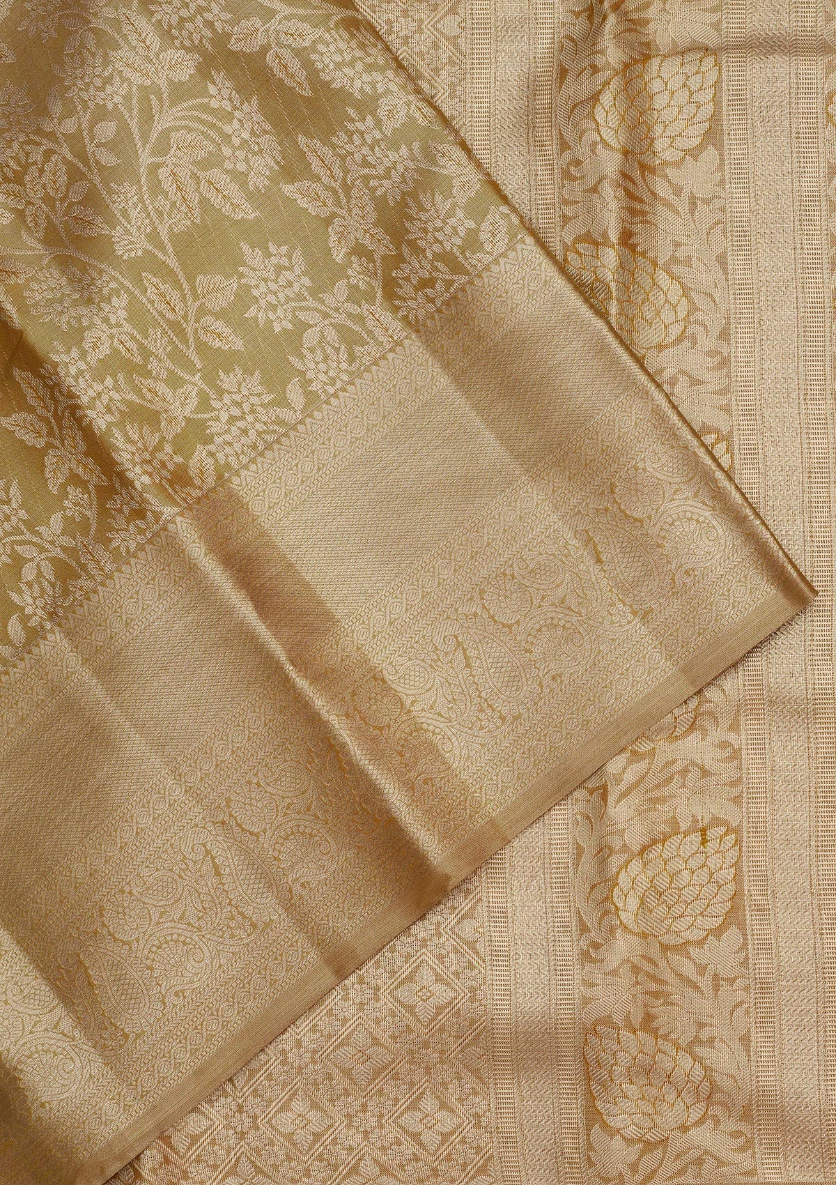 Cream Zariwork Pure Silk Saree-Koskii