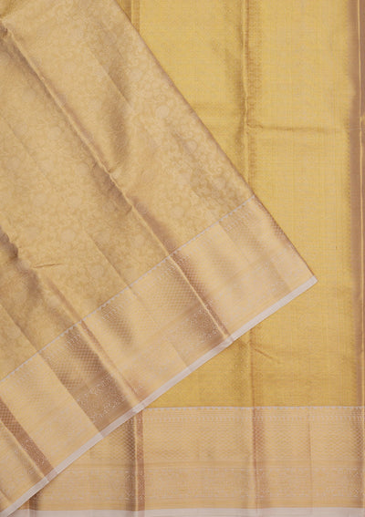 Cream Zariwork Pure Silk Saree-Koskii