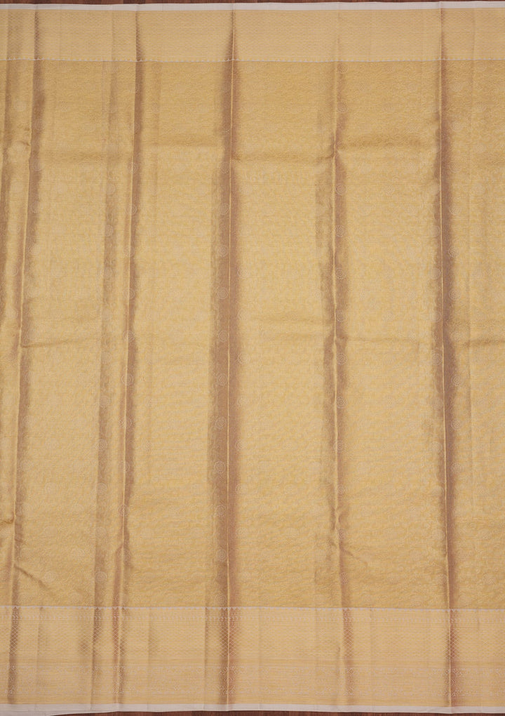 Cream Zariwork Pure Silk Saree-Koskii