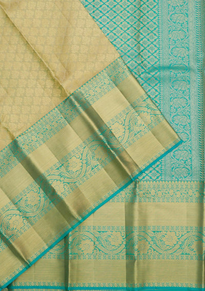 Cream Zariwork Pure Silk Saree-Koskii