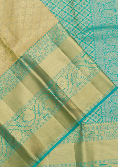 Cream Zariwork Pure Silk Saree-Koskii