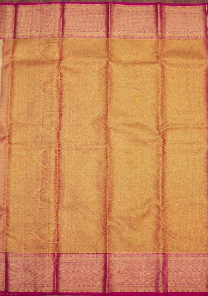 Cream Zariwork Pure Silk Saree-Koskii