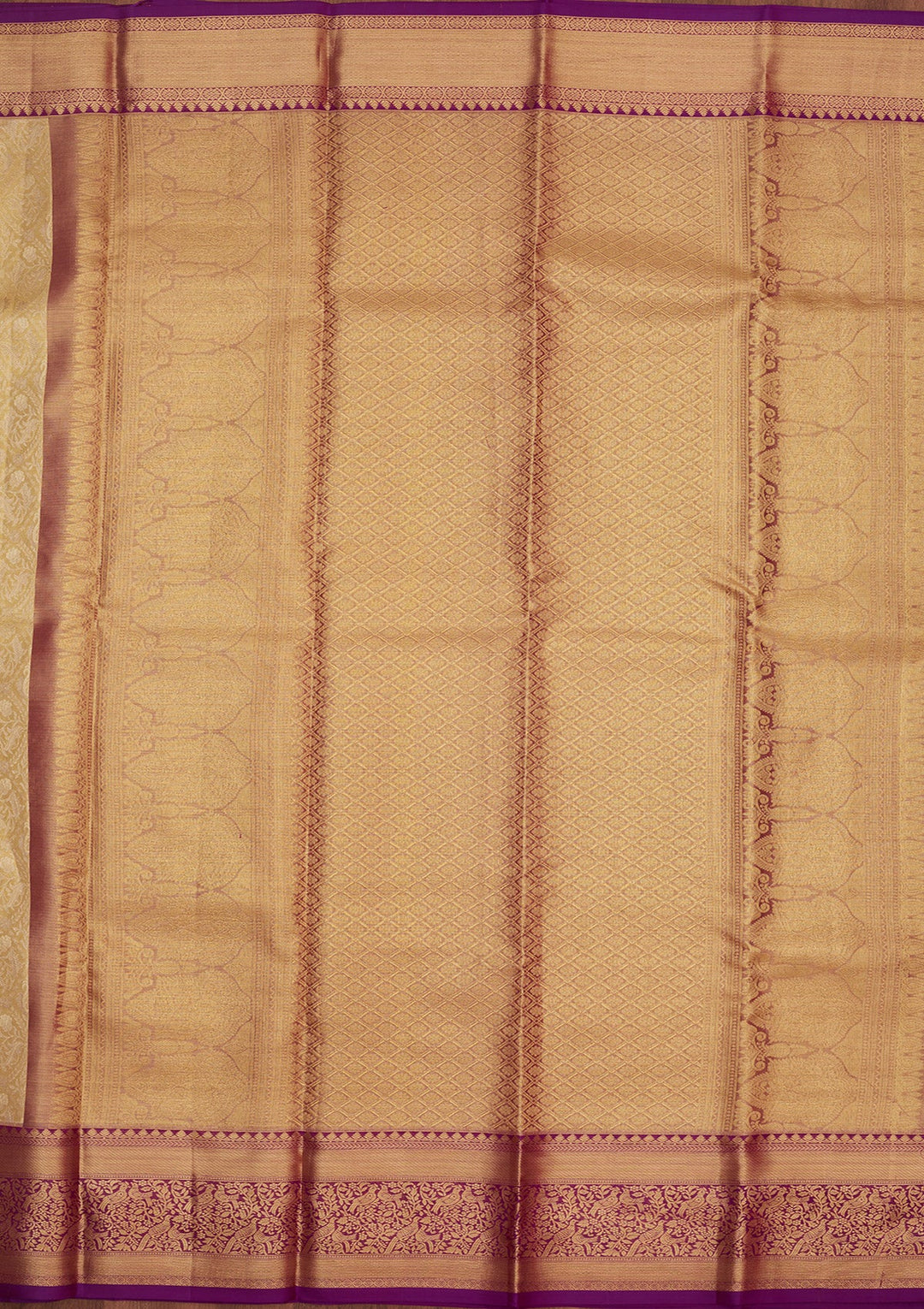 Cream Zariwork Pure Silk Saree-Koskii