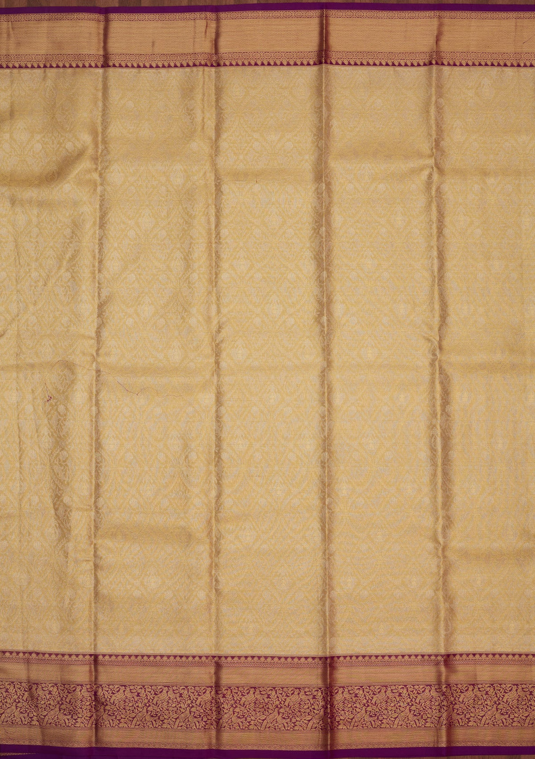 Cream Zariwork Pure Silk Saree-Koskii