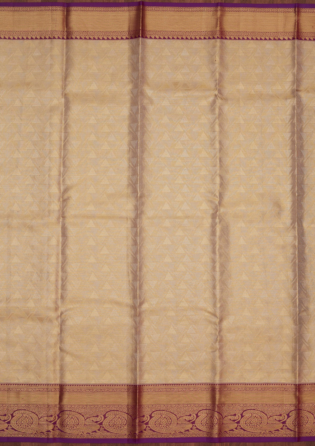 Cream Zariwork Pure Silk Saree-Koskii