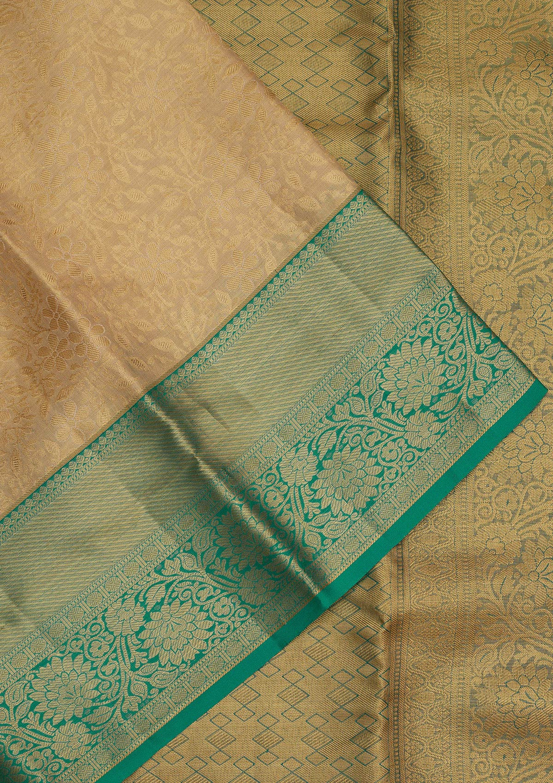 Cream Zariwork Pure Silk Saree-Koskii