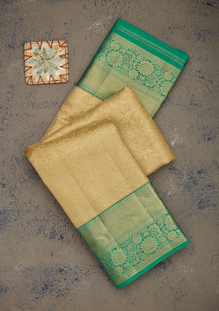 Cream Zariwork Pure Silk Saree-Koskii