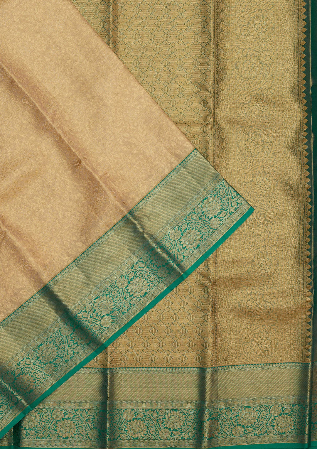 Cream Zariwork Pure Silk Saree-Koskii