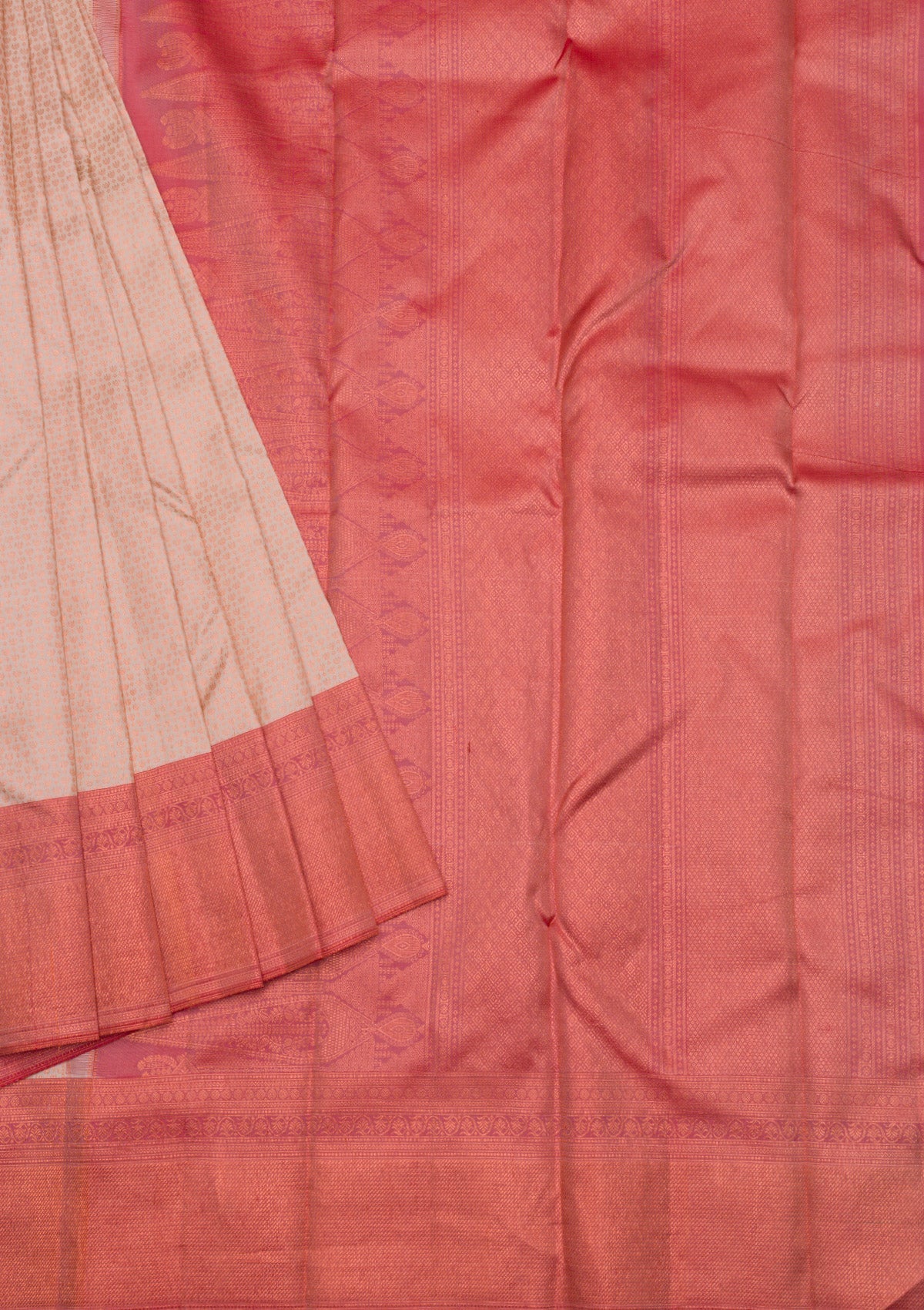 Cream Zariwork Pure Silk Saree-Koskii