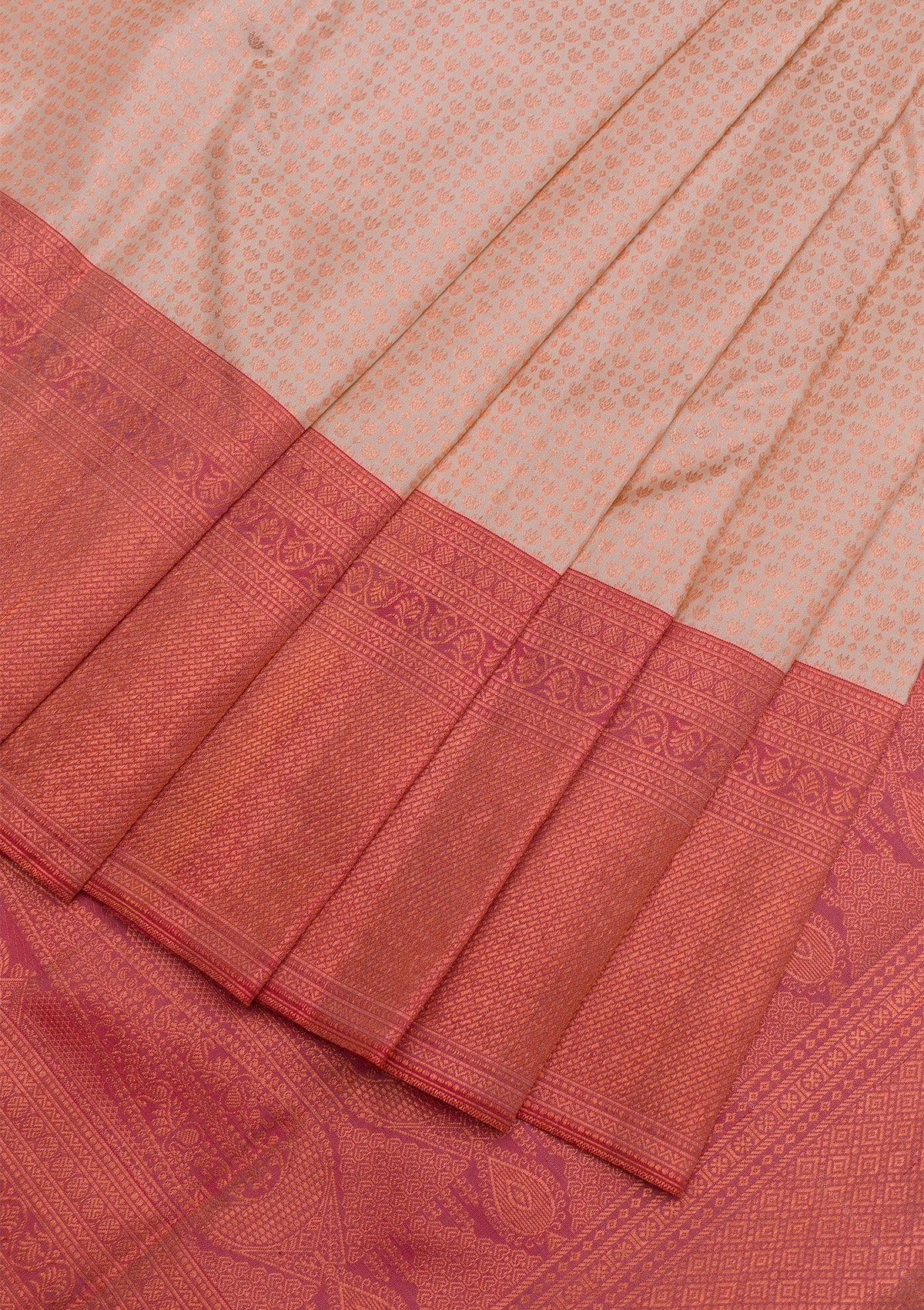 Cream Zariwork Pure Silk Saree-Koskii