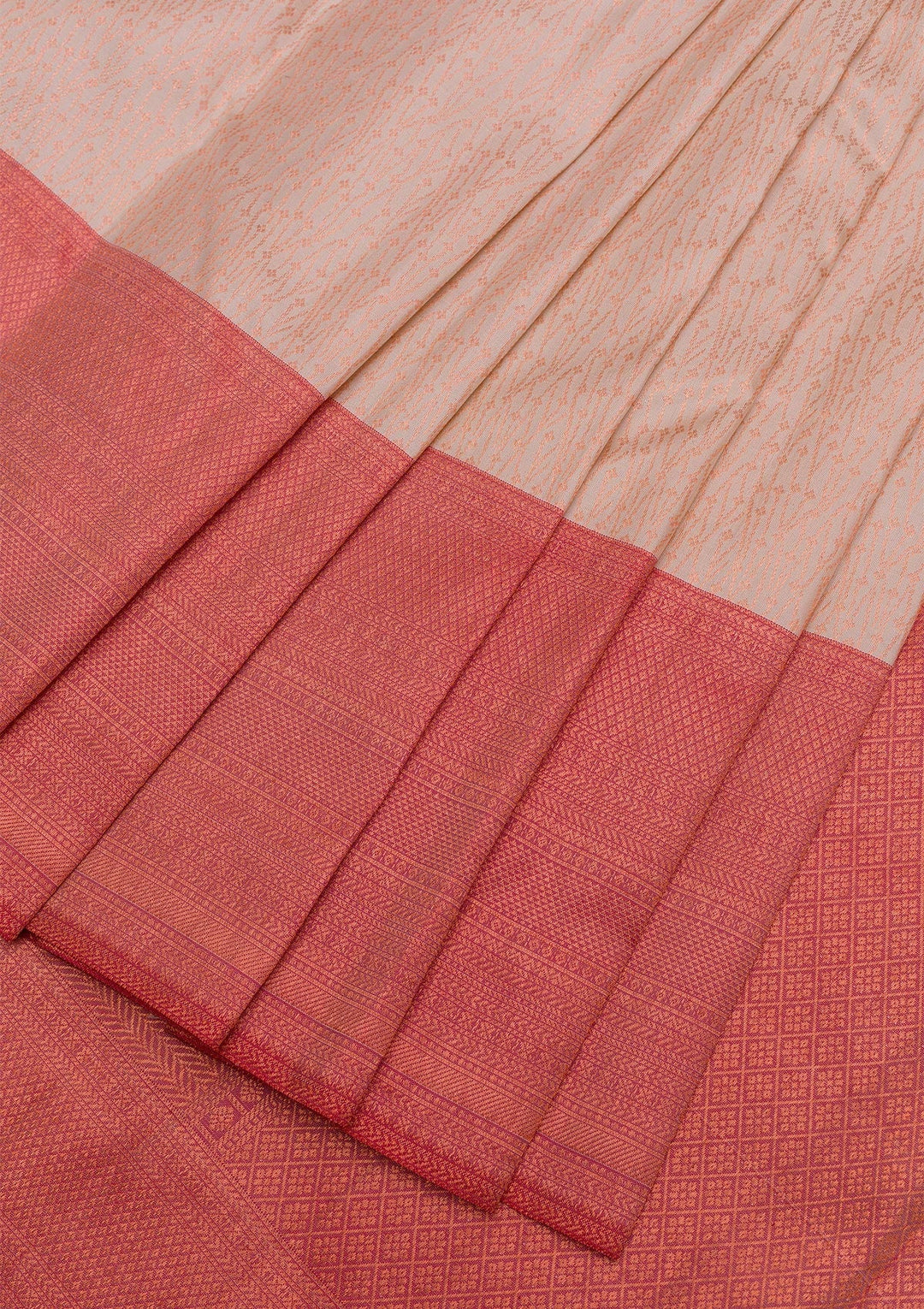 Cream Zariwork Pure Silk Saree-Koskii