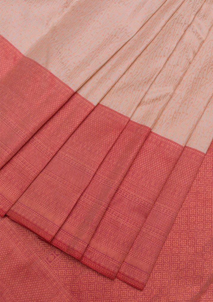Cream Zariwork Pure Silk Saree-Koskii