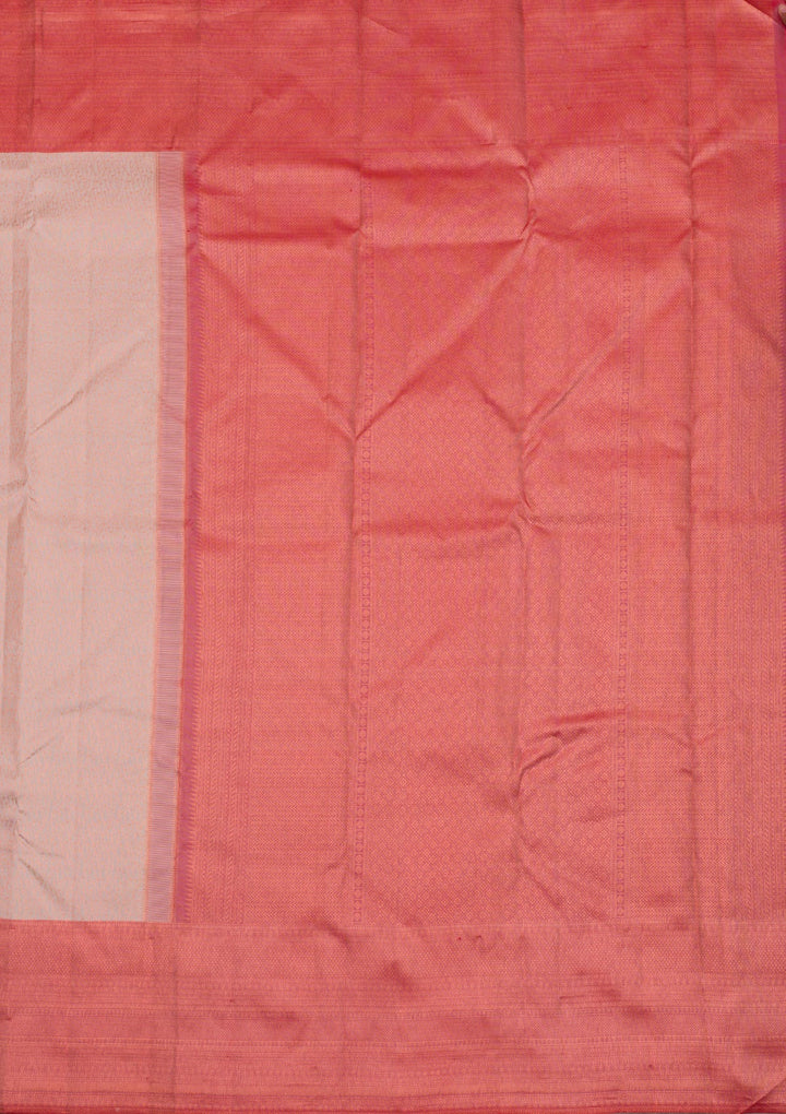 Cream Zariwork Pure Silk Saree-Koskii